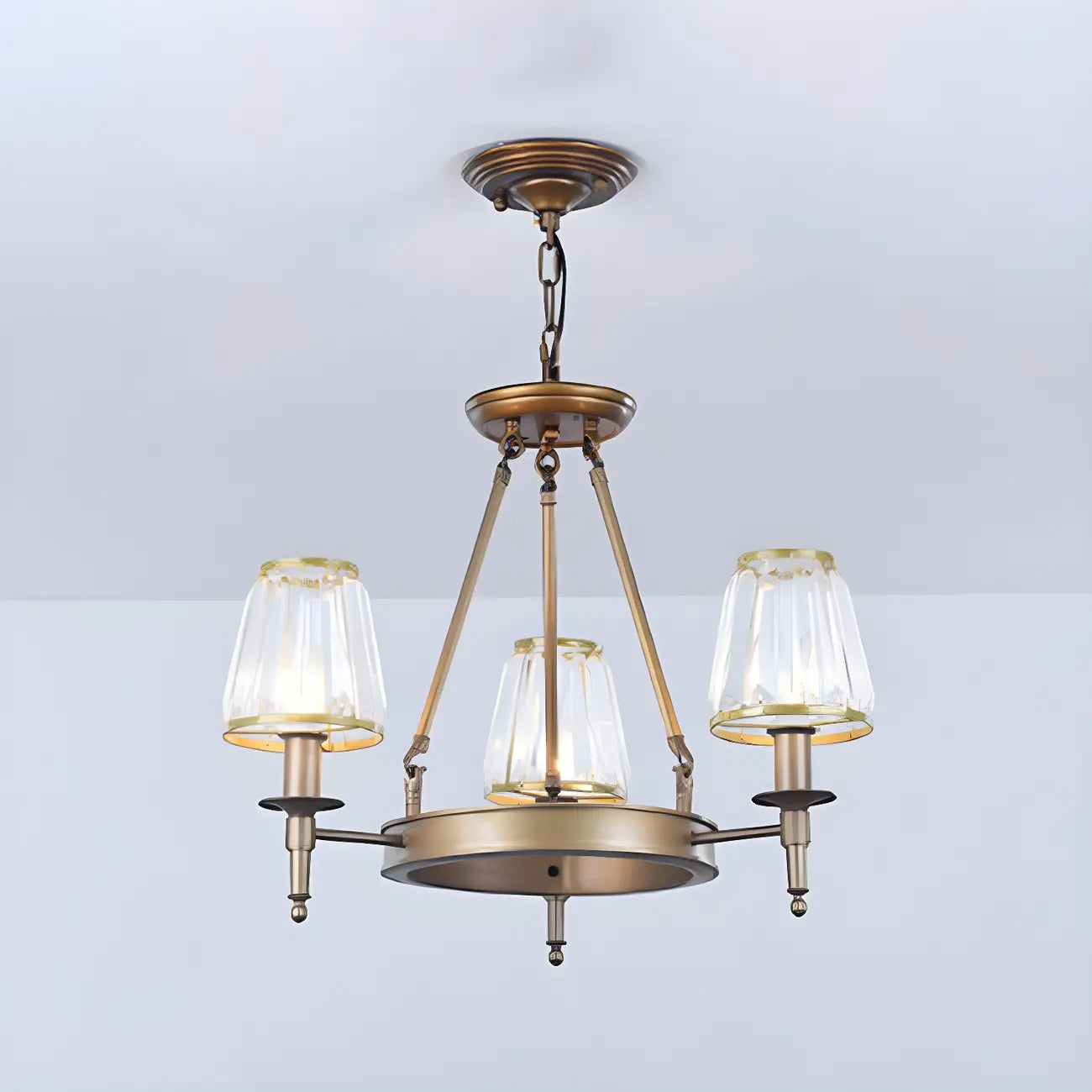 Lustre rustique avec abat-jour en cristal et chaîne réglable