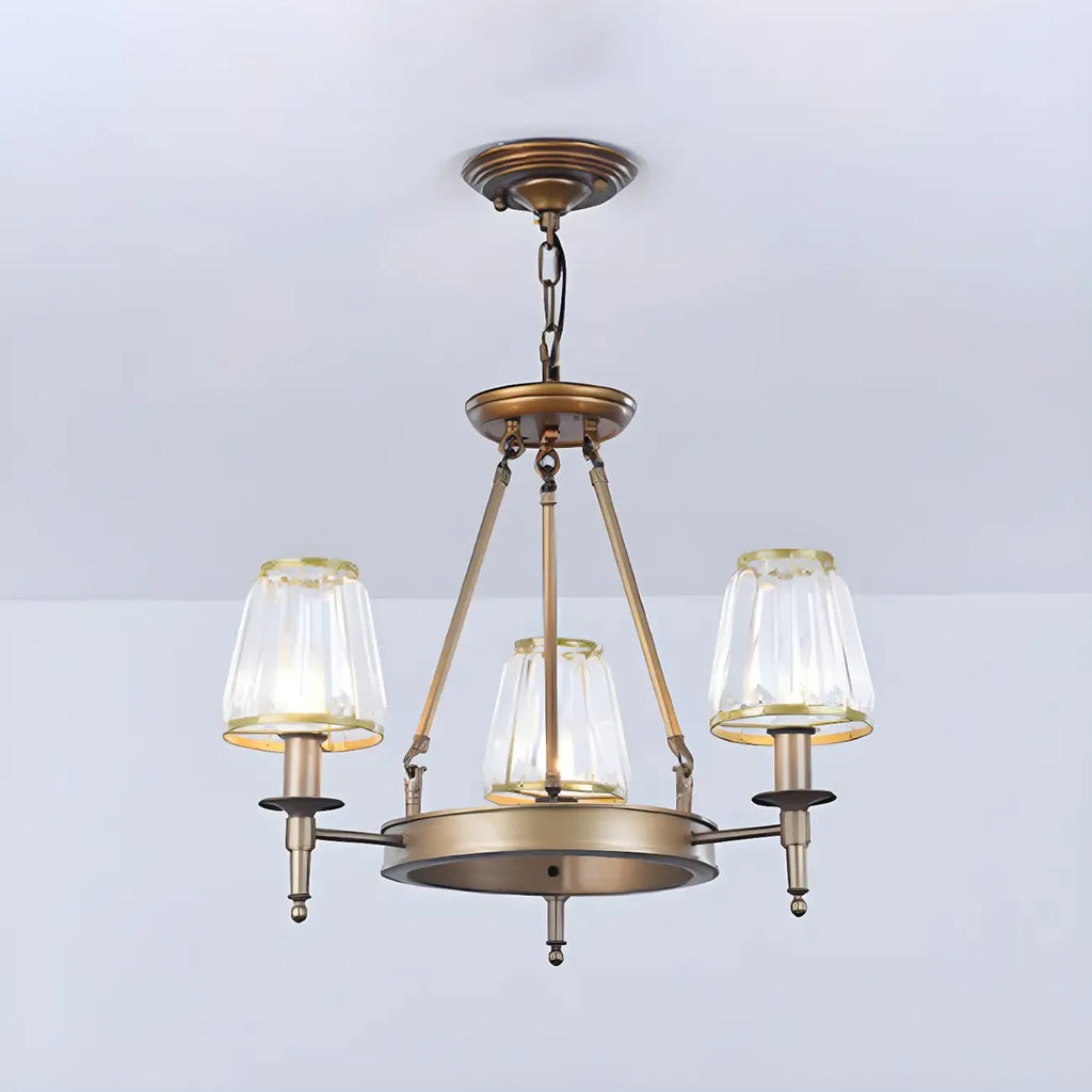 Lustre rustique avec abat-jour en cristal et chaîne réglable