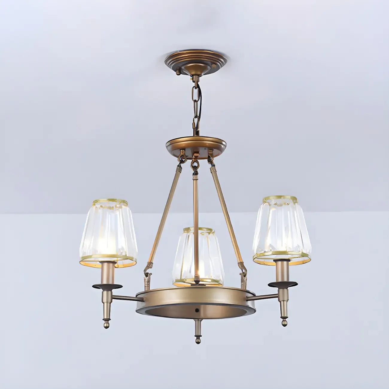 Lustre rustique avec abat-jour en cristal et chaîne réglable