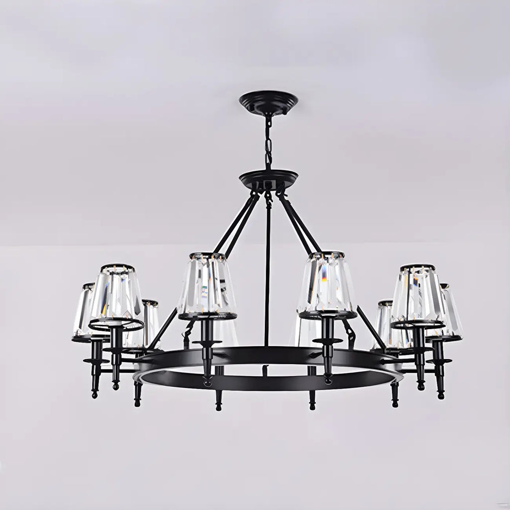 Lustre rustique avec abat-jour en cristal et chaîne réglable