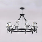 Lustre rustique avec abat-jour en cristal et chaîne réglable