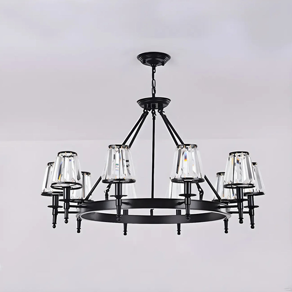 Lustre rustique avec abat-jour en cristal et chaîne réglable