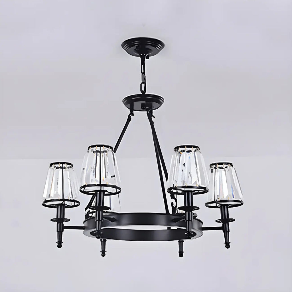 Lustre rustique avec abat-jour en cristal et chaîne réglable