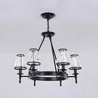 Lustre rustique avec abat-jour en cristal et chaîne réglable