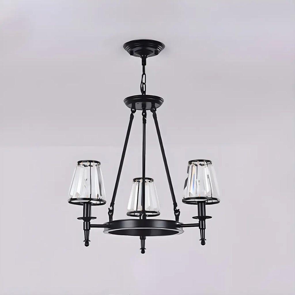 Lustre rustique avec abat-jour en cristal et chaîne réglable