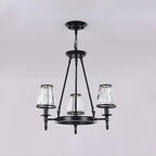 Lustre rustique avec abat-jour en cristal et chaîne réglable