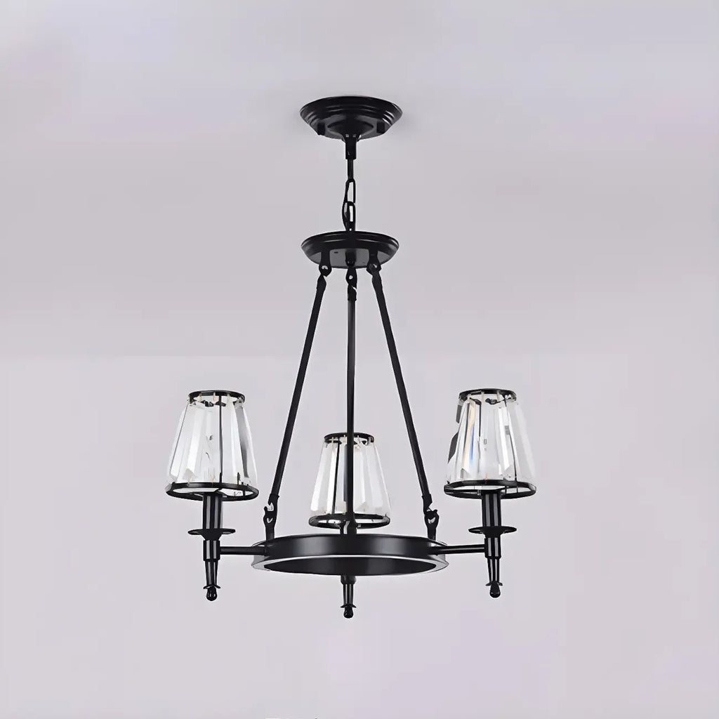 Lustre rustique avec abat-jour en cristal et chaîne réglable