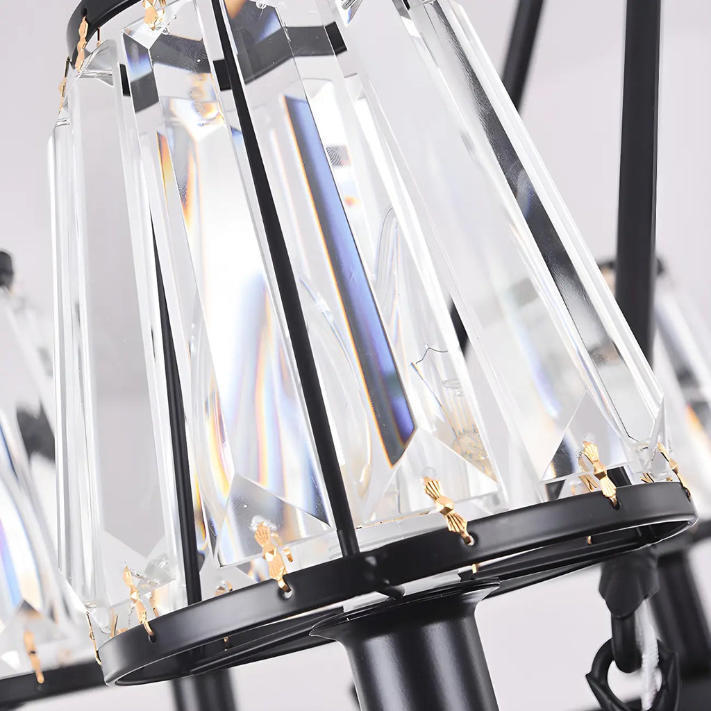 Lustre rustique avec abat-jour en cristal et chaîne réglable