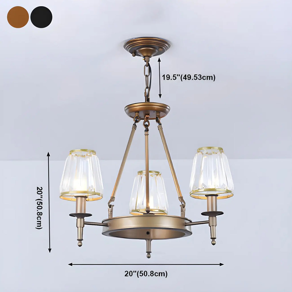 Lustre rustique avec abat-jour en cristal et chaîne réglable