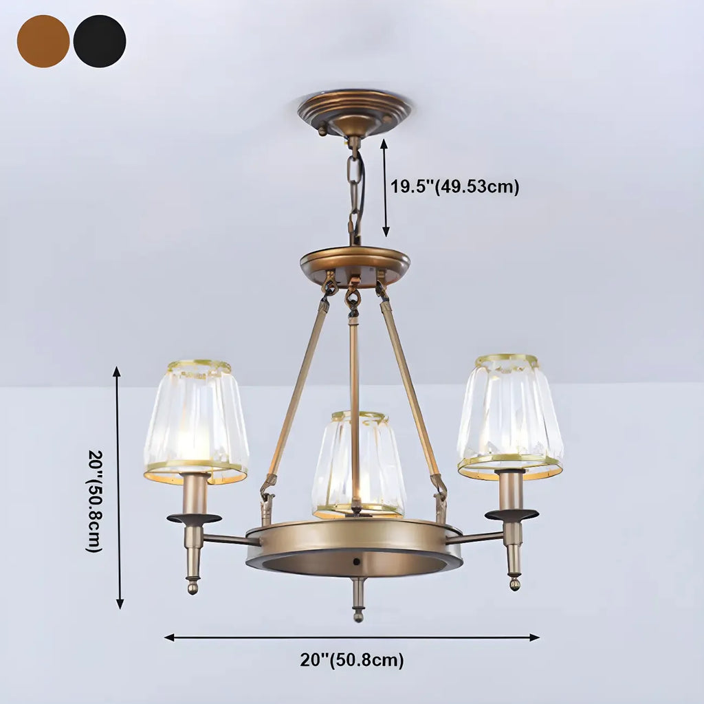 Lustre rustique avec abat-jour en cristal et chaîne réglable