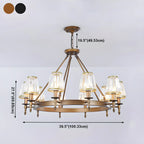 Lustre rustique avec abat-jour en cristal et chaîne réglable