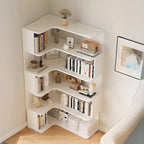 Bibliothèque d'angle en bois composite à 6 étagères