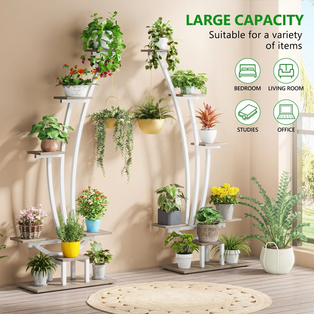 Support pour plantes d'intérieur, étagère à fleurs à 6 niveaux pour jardin - Lot de 2