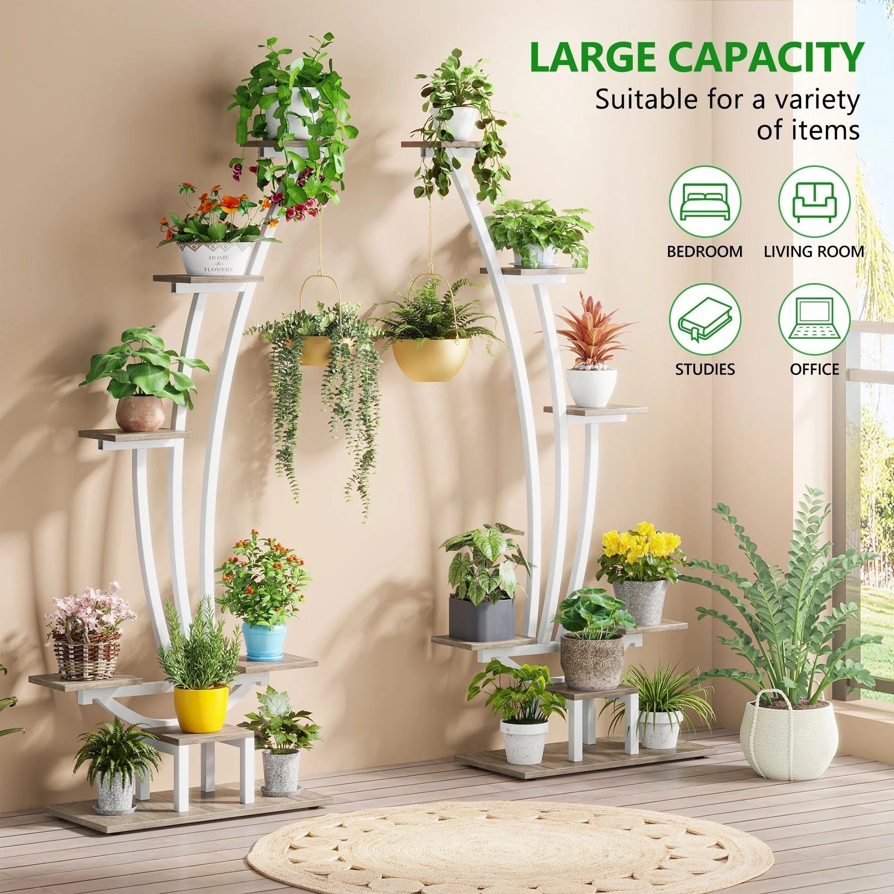 Support pour plantes d'intérieur, étagère à fleurs à 6 niveaux pour jardin - Lot de 2