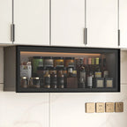 Vitrine de cuisine suspendue en métal gris et verre