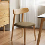 Chaise de salle à manger moderne en cuir sans accoudoirs et dossier bas