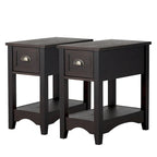 Gymax Lot de 2 Tables d'appoint Contemporaines Compactes avec Tiroir - 13" X 22" X 23" (L x l x H)