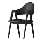 Chaise de salle à manger moderne en cuir avec dossier incurvé et accoudoirs ouverts