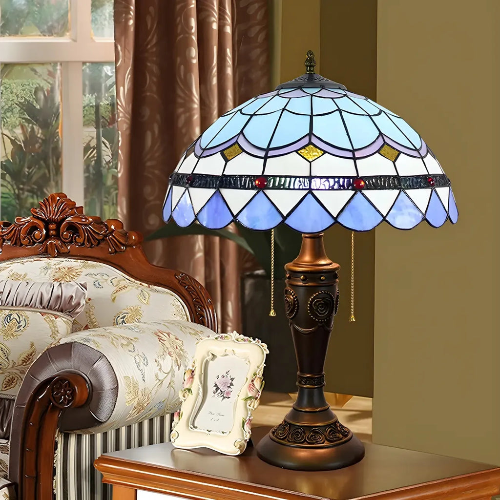 Lampe de table HomeyFad à 2 lumières avec dôme en verre et acier inoxydable de style vintage