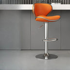 Tabouret de bar pivotant et réglable avec selle rembourrée en cuir