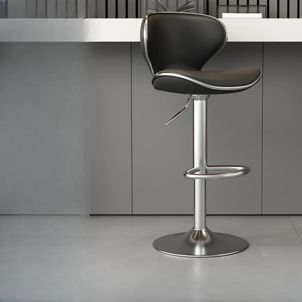 Tabouret de bar pivotant et réglable avec selle rembourrée en cuir
