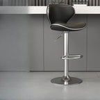 Tabouret de bar pivotant et réglable avec selle rembourrée en cuir