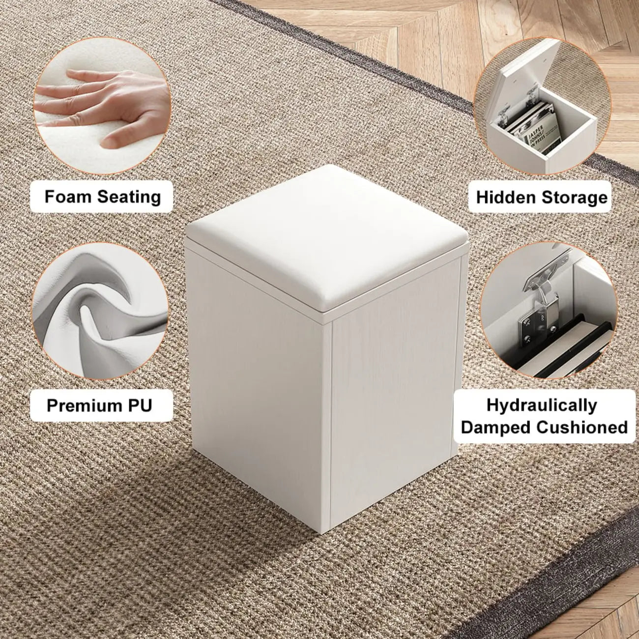 Table basse pliable à plateau relevable avec 4 tabourets et rangement