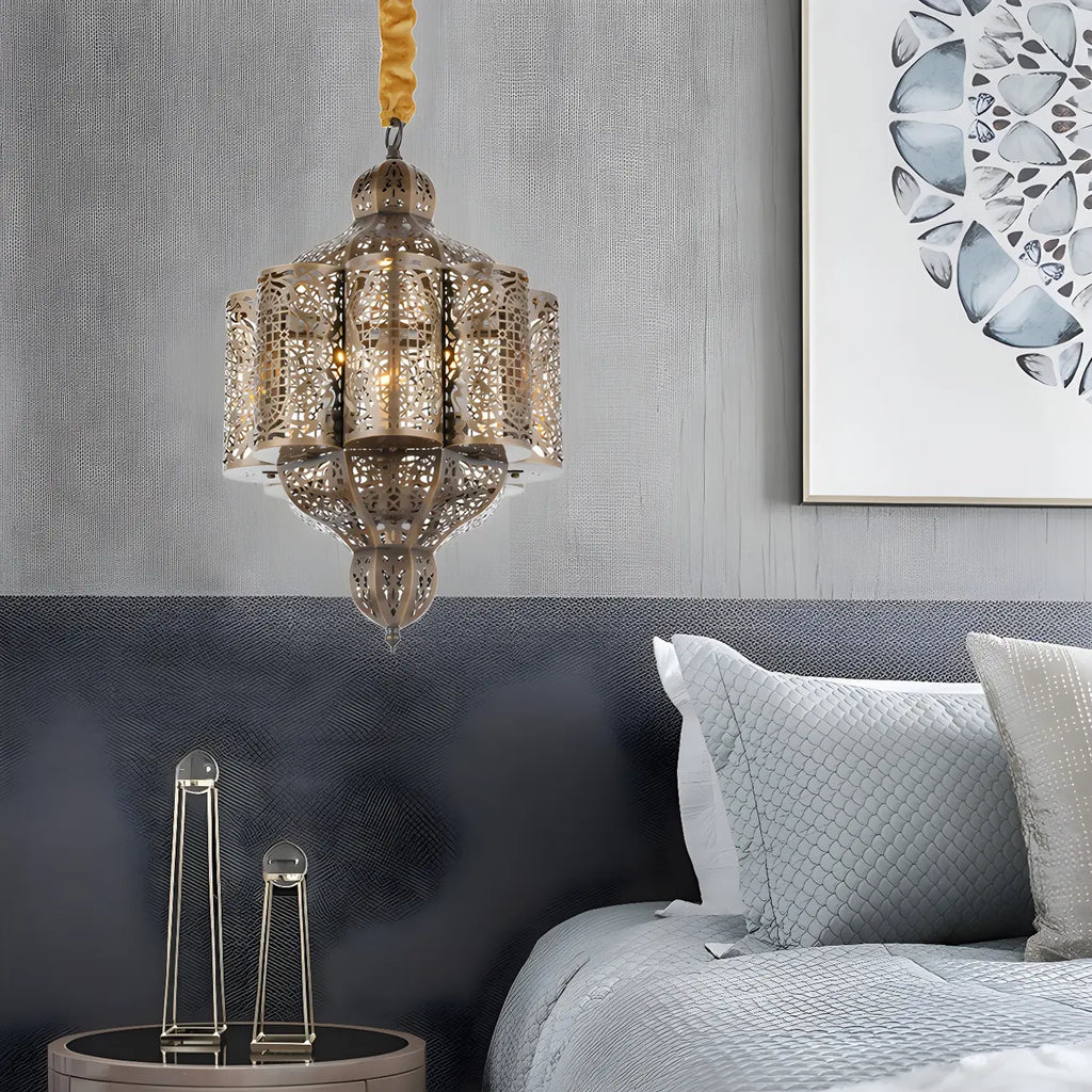 Mini lustre-lanterne marocain en laiton squelette