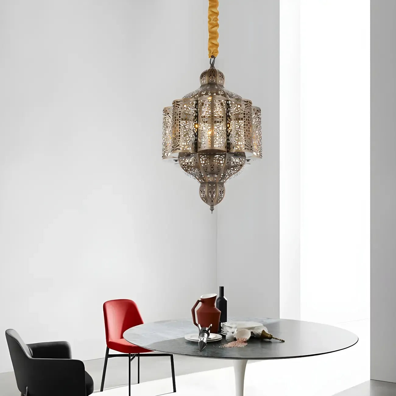 Mini lustre-lanterne marocain en laiton squelette
