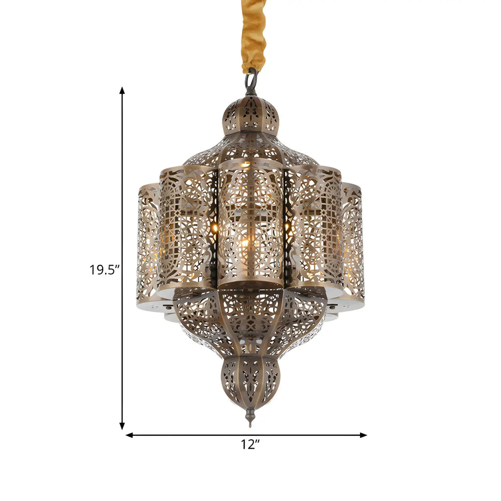 Mini lustre-lanterne marocain en laiton squelette
