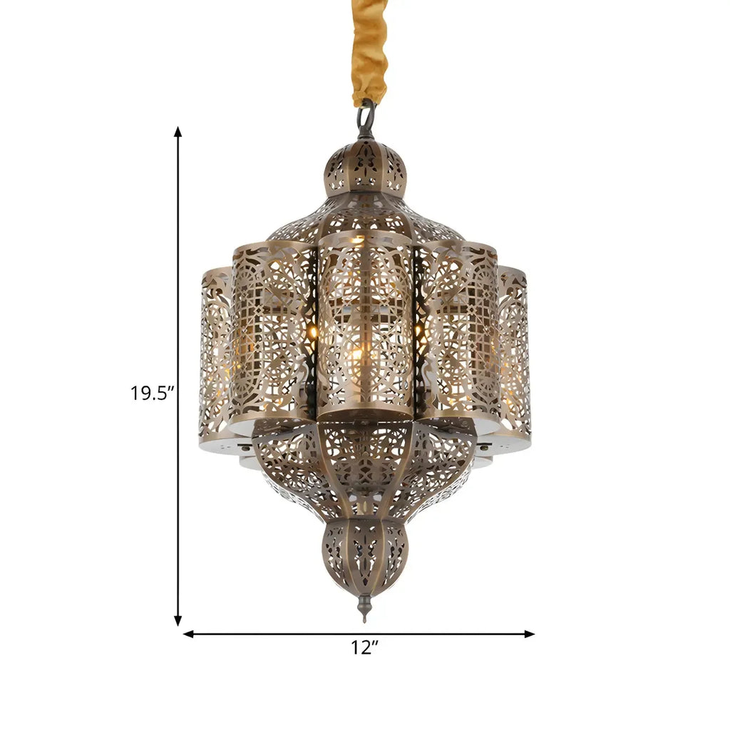 Mini lustre-lanterne marocain en laiton squelette