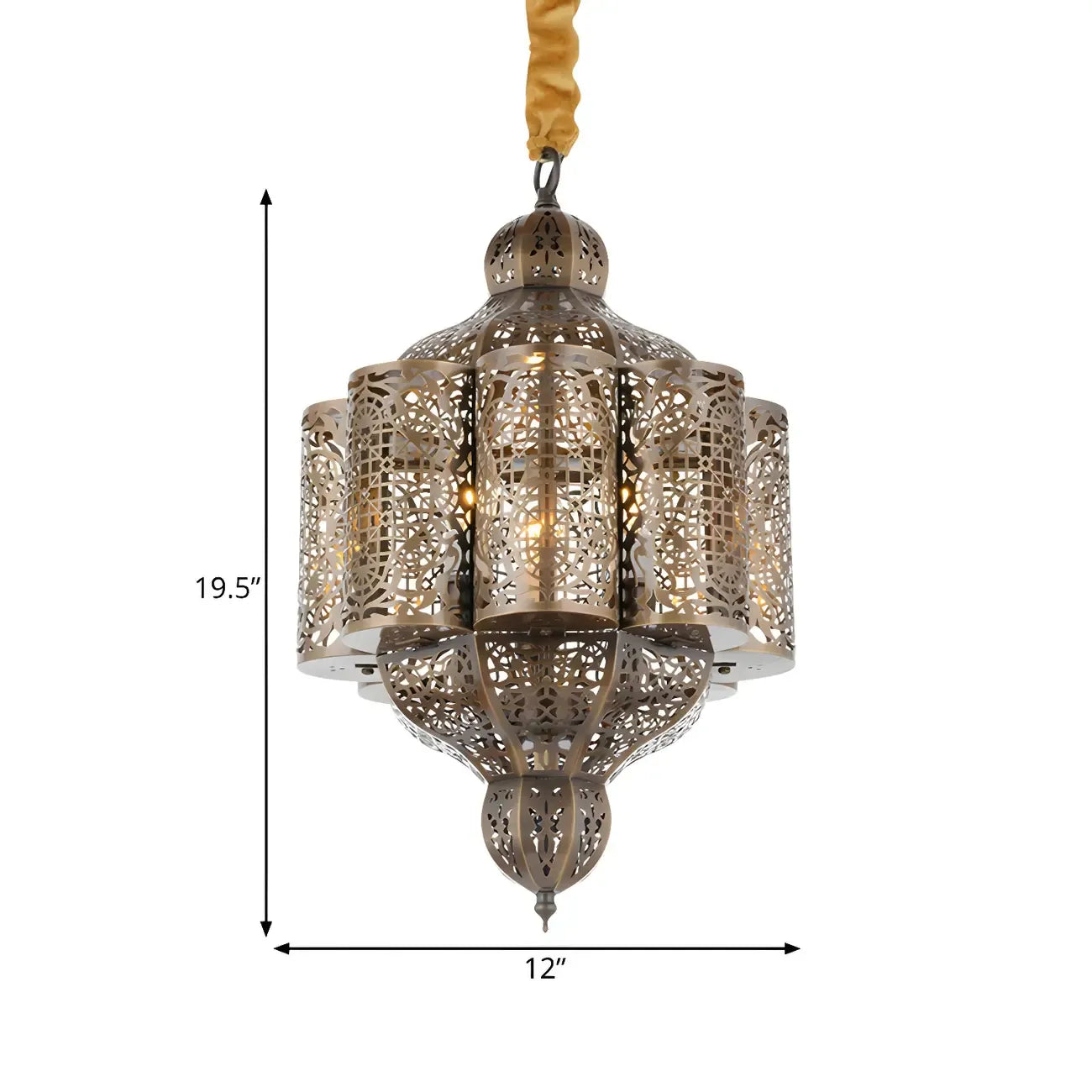 Mini lustre-lanterne marocain en laiton squelette