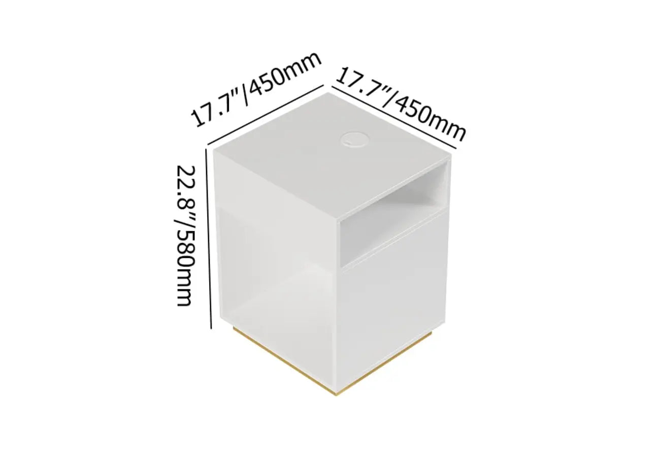 Table d'appoint cubique compacte en bois blanc avec étagère ouverte