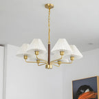 Lustre moderne plissé linéaire en métal doré