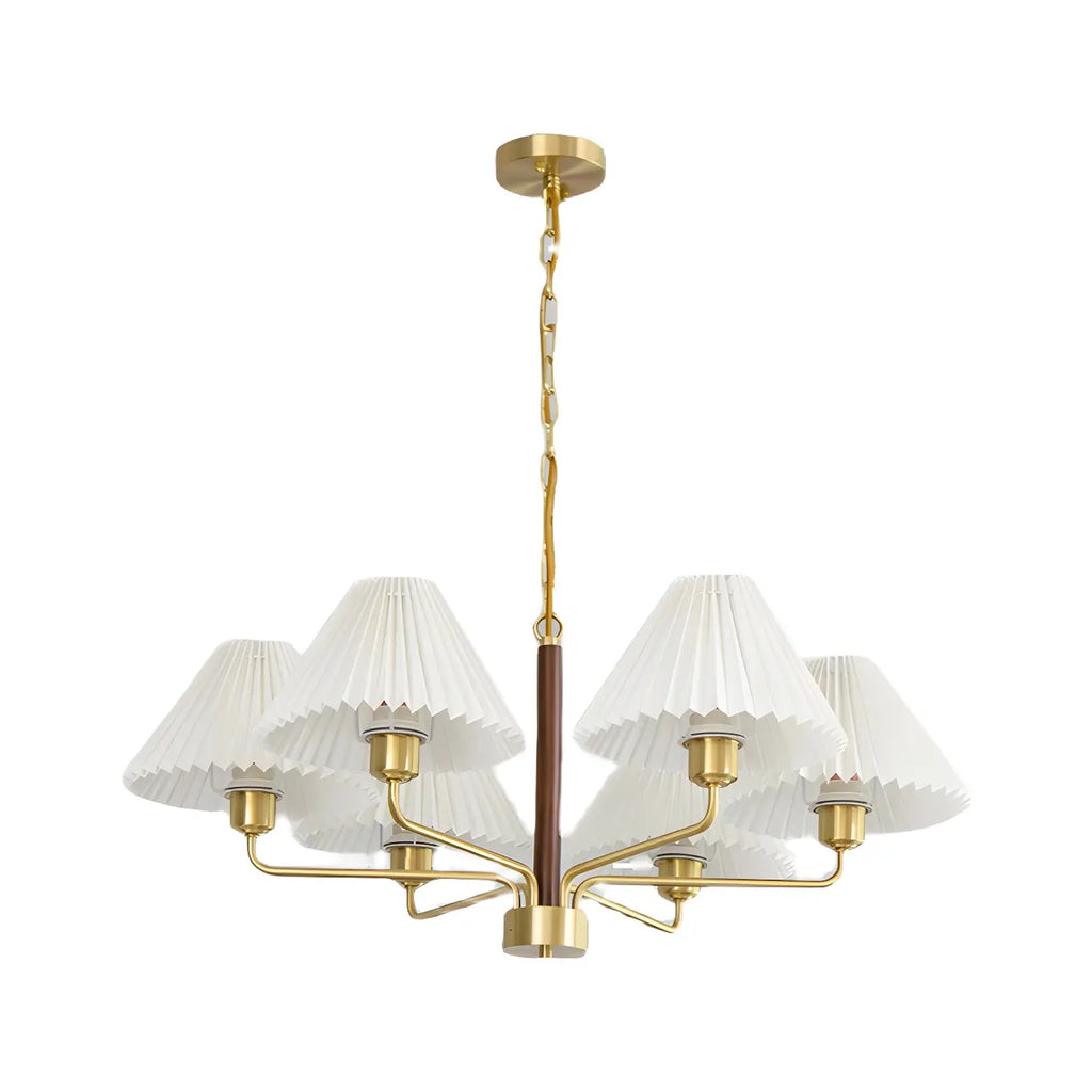 Lustre moderne plissé linéaire en métal doré