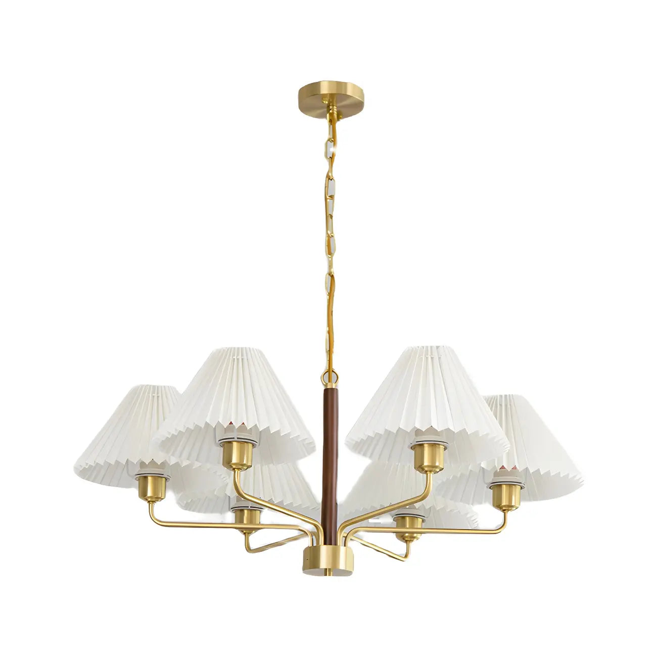 Lustre moderne plissé linéaire en métal doré