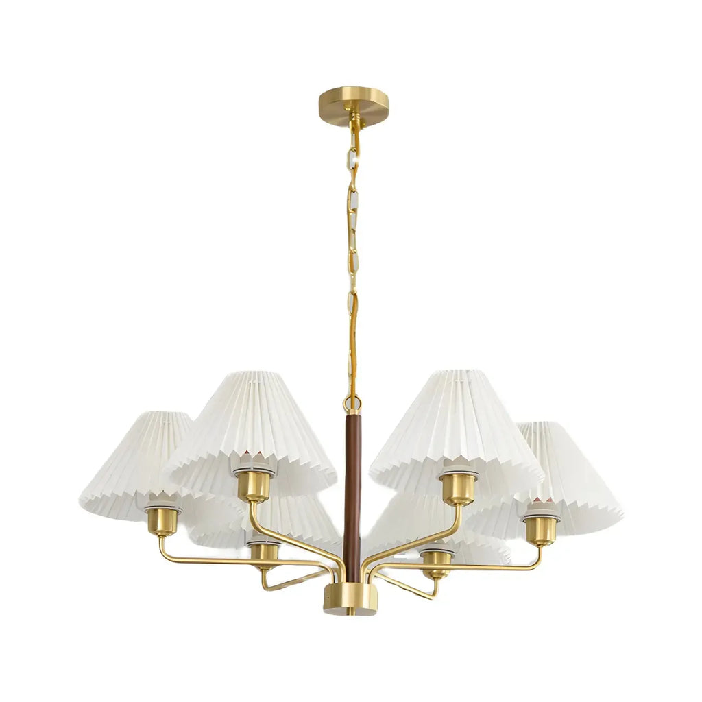 Lustre moderne plissé linéaire en métal doré