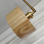 Applique murale à bras articulé en laiton avec abat-jour en bois brun