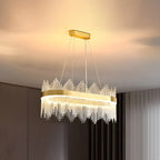 Lustre luxueux en laiton et cristal pour salle à manger