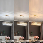 Lustre luxueux en laiton et cristal pour salle à manger