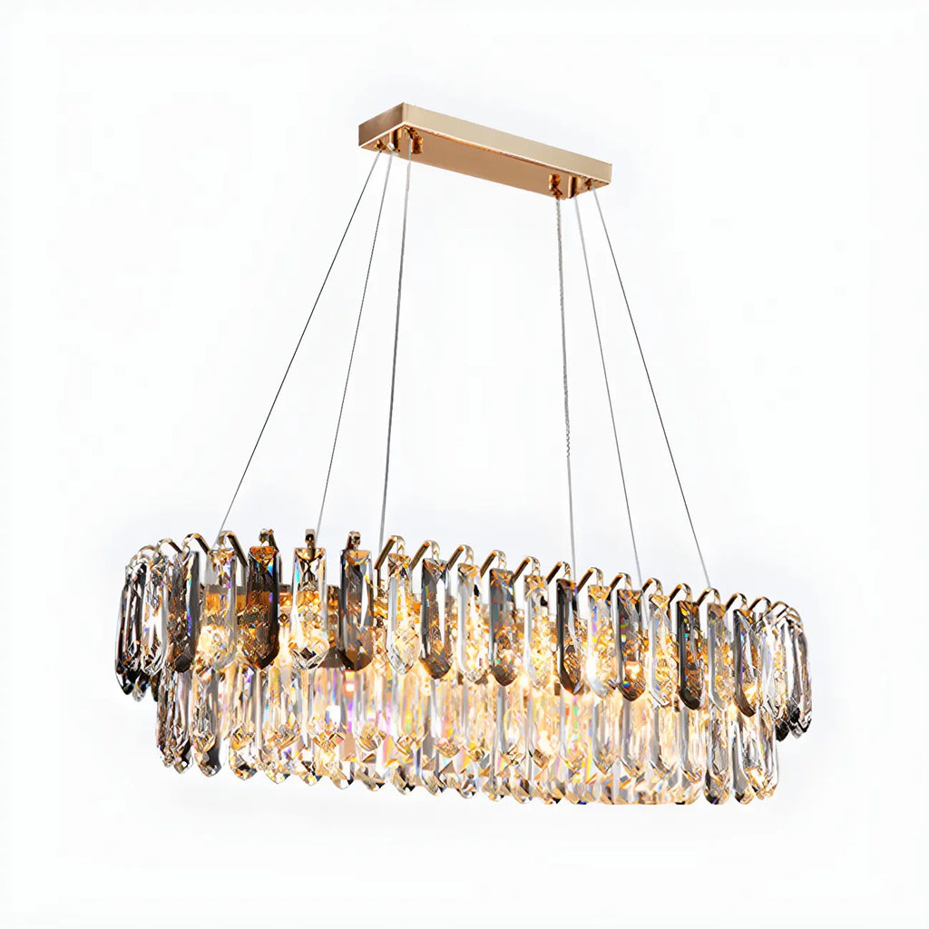 Lustre luxueux en laiton et cristal pour salle à manger