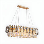 Lustre luxueux en laiton et cristal pour salle à manger