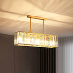 Lustre luxueux en laiton et cristal pour salle à manger