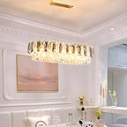 Lustre luxueux en laiton et cristal pour salle à manger