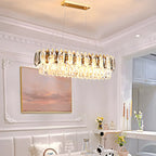Lustre luxueux en laiton et cristal pour salle à manger