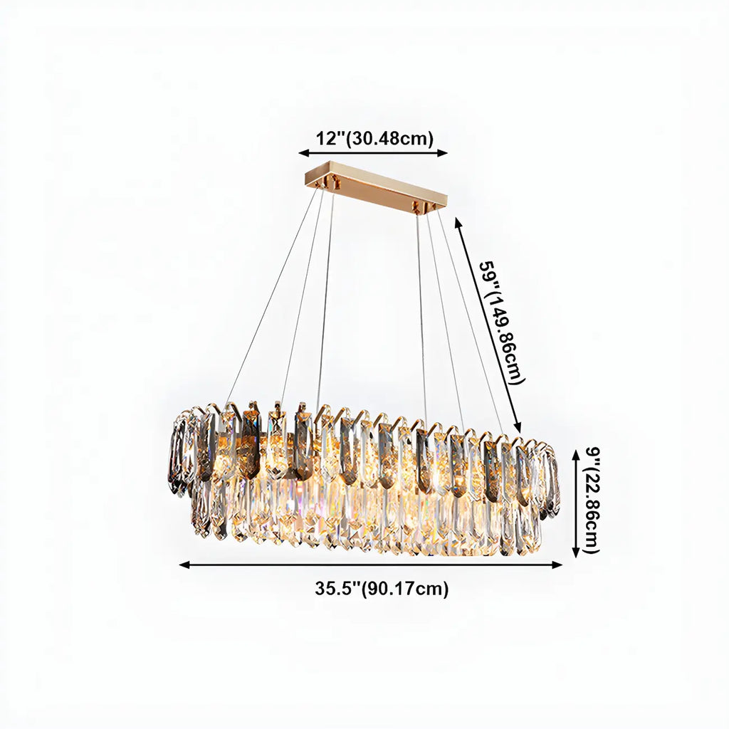 Lustre luxueux en laiton et cristal pour salle à manger