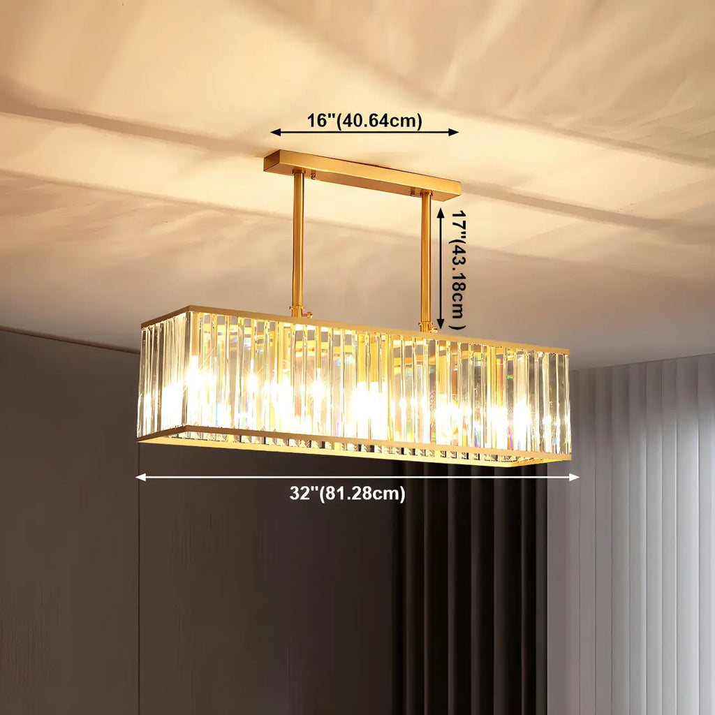 Lustre luxueux en laiton et cristal pour salle à manger
