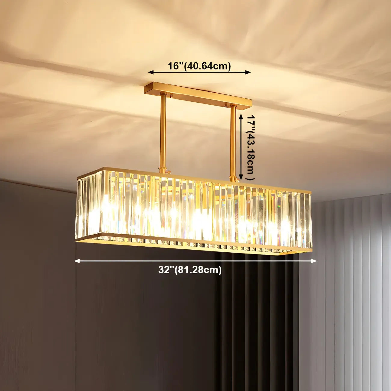Lustre luxueux en laiton et cristal pour salle à manger