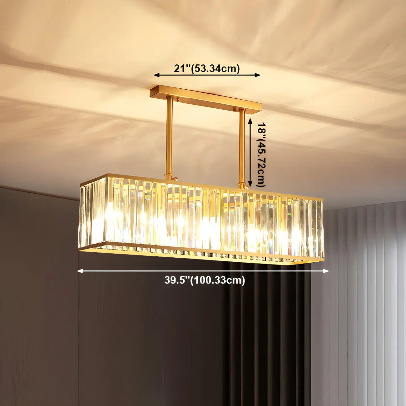 Lustre luxueux en laiton et cristal pour salle à manger
