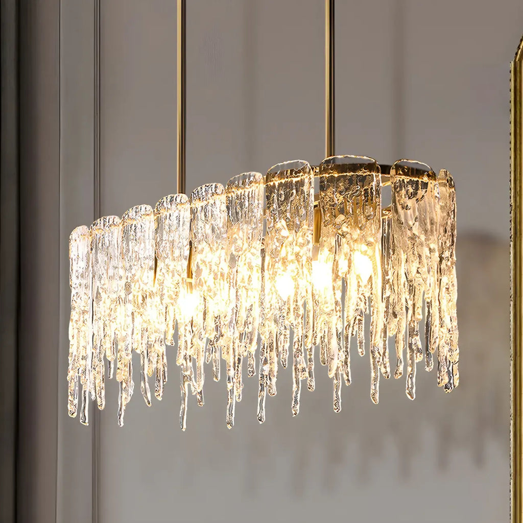 Lustre moderne en verre stalactite pour salle à manger